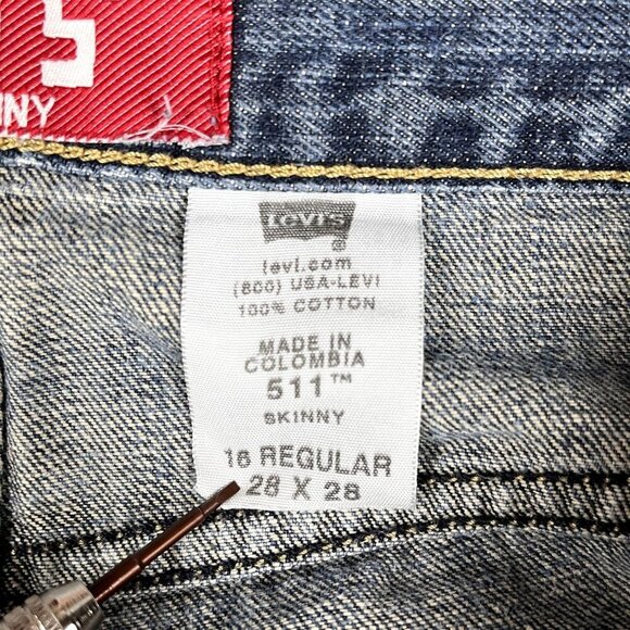 Y2K Levi's 511 Women’s 100% Cotton Skinny Jeans Size 16 - Picture 4 of 8